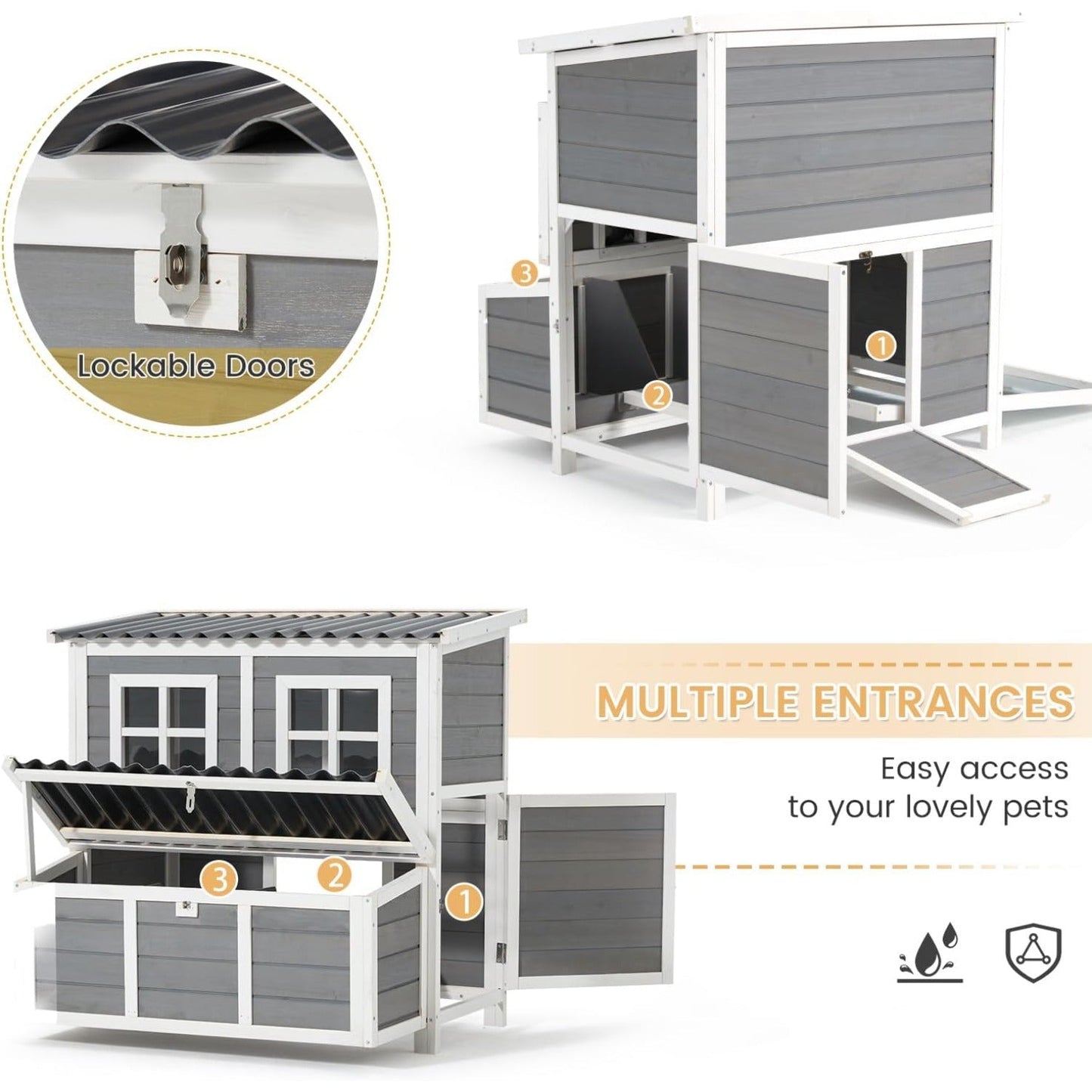YODOLLA Wooden Outdoor Hen House, Garden Chicken Poultry Ark