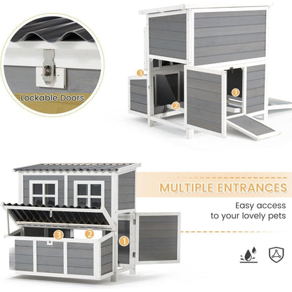 YODOLLA Wooden Outdoor Hen House, Garden Chicken Poultry Ark