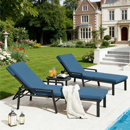 YODOLLA PE Rattan Sun Loungers , 5-level Reclining Back & Removable Cushion