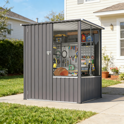 YODOLLA 5x5ft Metal Garden Shed Outdoor Storage with Mesh Window