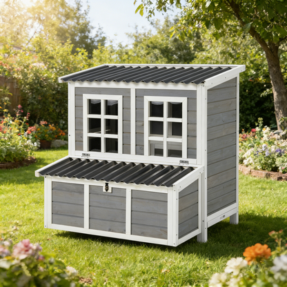 YODOLLA Wooden Outdoor Hen House, Garden Chicken Poultry Ark