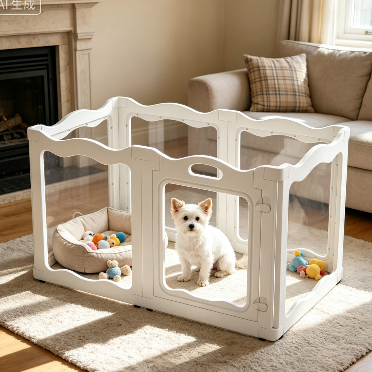 YODOLLA Acrylic Puppy Pen Indoor Dog Playpen 6 Panels 54 x 60 x104cm