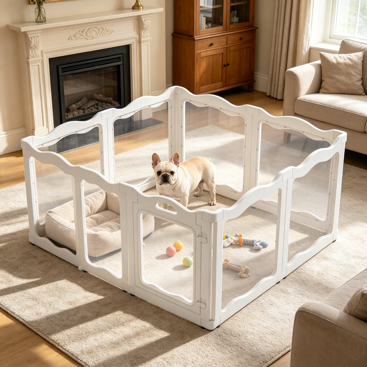 YODOLLA Acrylic Puppy Pen Indoor Dog Playpen 8 Panels 104 x 104 x 60cm