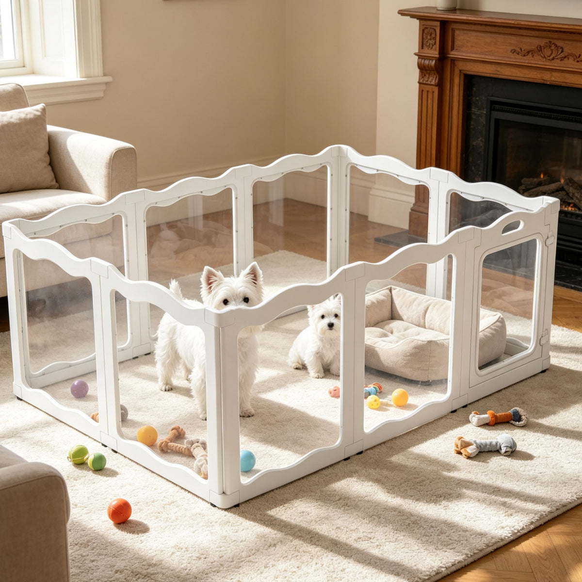 YODOLLA Acrylic Puppy Pen Indoor Dog Playpen 10 Panels 104 x 154 x 60cm
