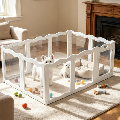 YODOLLA Acrylic Puppy Pen Indoor Dog Playpen 10 Panels 104 x 154 x 60cm