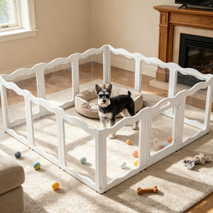 YODOLLA Acrylic Puppy Pen Indoor Dog Playpen 12 Panels 154 x 154 x 60cm