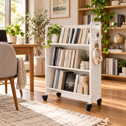 YODOLLA 2-in-1 Book Cart with Wheels Utility Cart 352LBS Library Truck Bookshelf