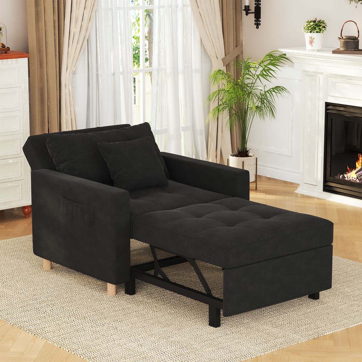 YODOLLA 3-in-1 Sleeper Sofa Bed, 192cm Convertible Single Sofa, Adjustable Armchair