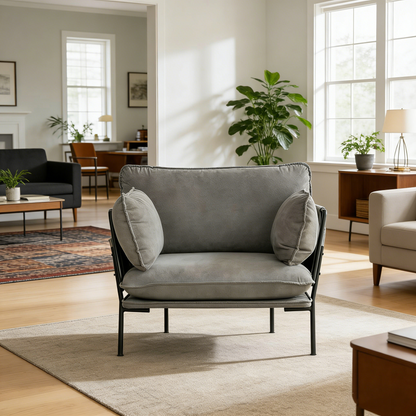YODOLLA Modern Accent Armchair with Metal Frame, Grey