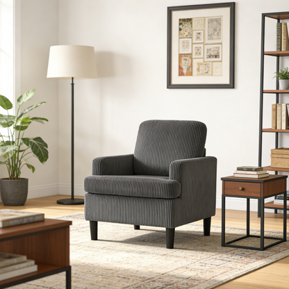 YODOLLA Armchair Grey Corduroy - Cosy Tub Accent Cuddle Chair