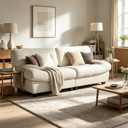 YODOLLA Armless 3-4 Seater Sofa 190cm, Thick Cushion Sofa
