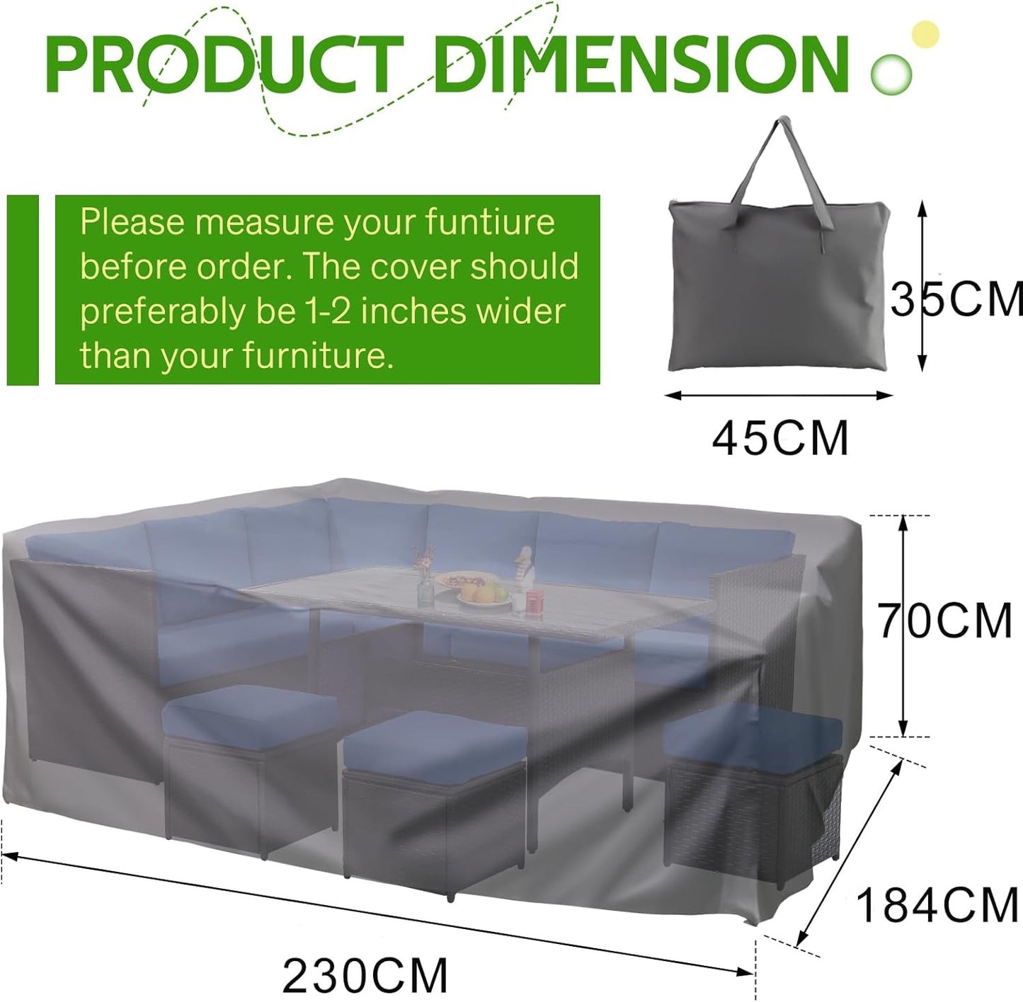 YODOLLA Outdoor Furniture Set Cover Sectional Sofa Set Covers