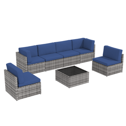 YODOLLA 6-Seater Garden Furniture Sets,7 Pieces Outdoor Patio Rattan Sofa Set