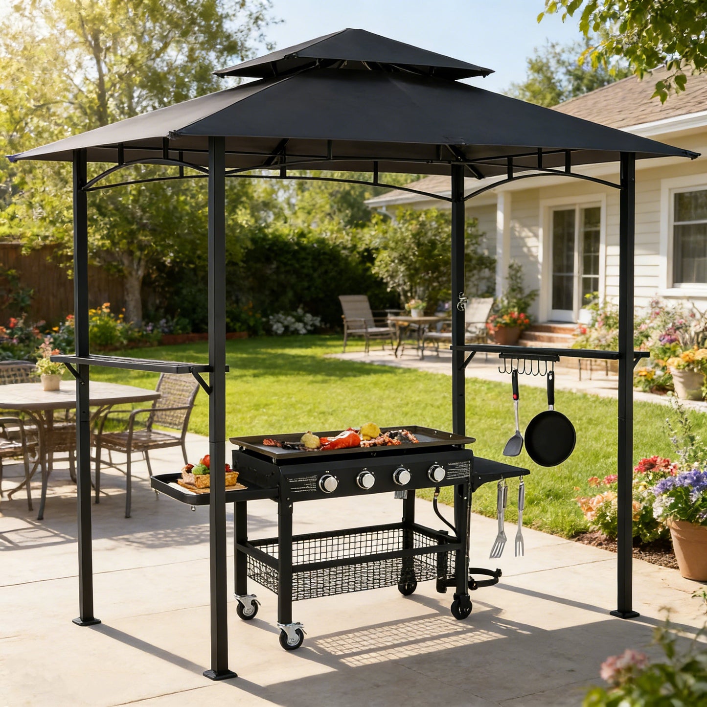 YODOLLA 2.5m Double-Tier BBQ Gazebo Grill Canopy