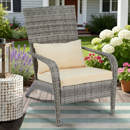 YODOLLA  Adirondack PE Rattan Garden Chair, Outdoor Armchair Wicker Lounge Chairs