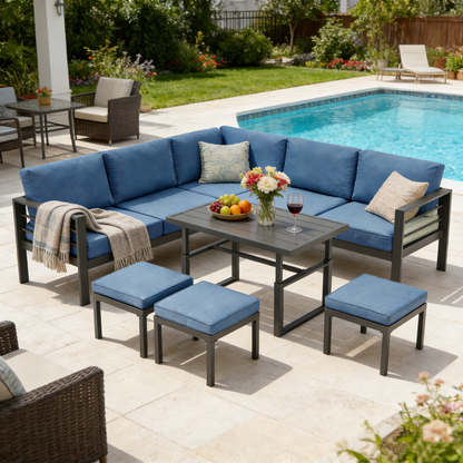 YODOLLA 7 Piece Aluminum Patio Furniture Set Outdoor Patio Conversation Set