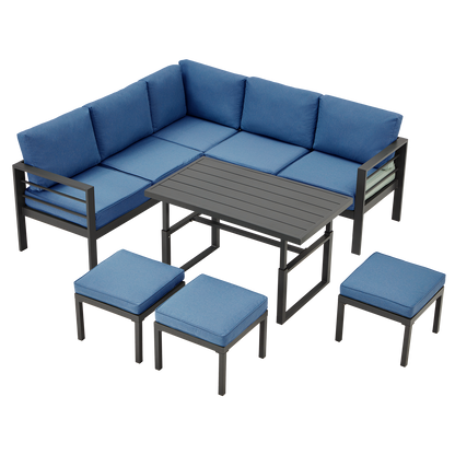 YODOLLA 7 Piece Aluminum Patio Furniture Set Outdoor Patio Conversation Set