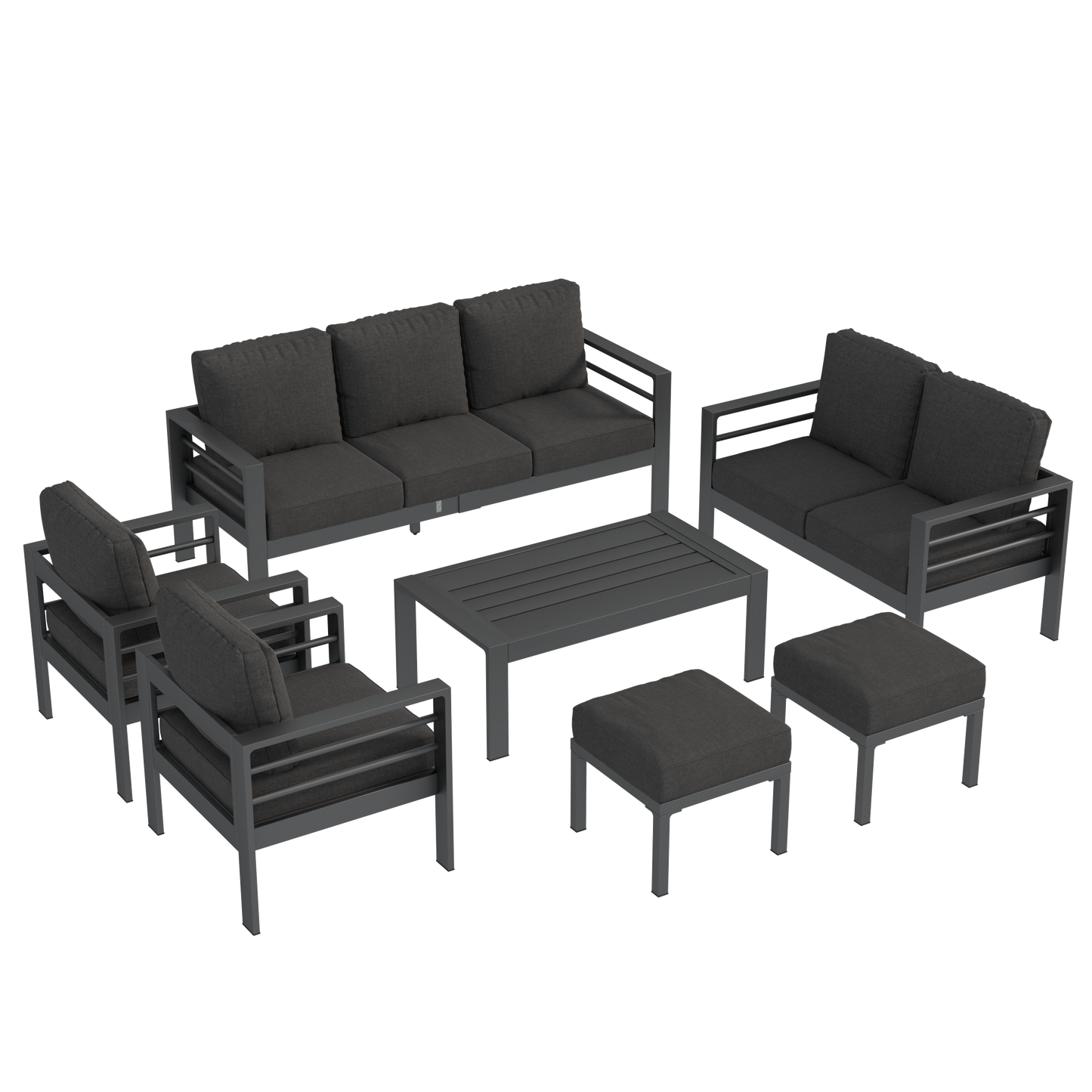 YODOLLA 7-Piece Aluminium Garden Furniture Set, 9 Seater Conversational Corner Sofa