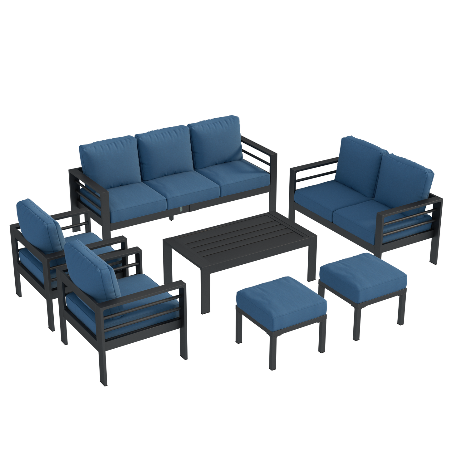 YODOLLA 7-Piece Aluminium Garden Furniture Set, 9 Seater Conversational Corner Sofa