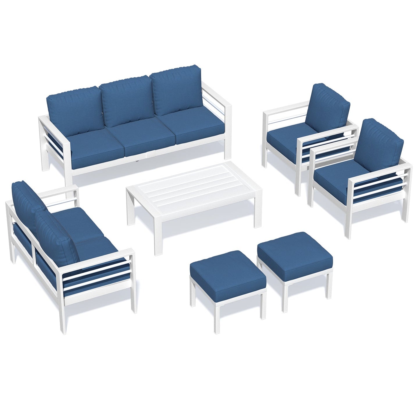 YODOLLA 7-Piece Aluminium Garden Furniture Set, 9 Seater Conversational Corner Sofa