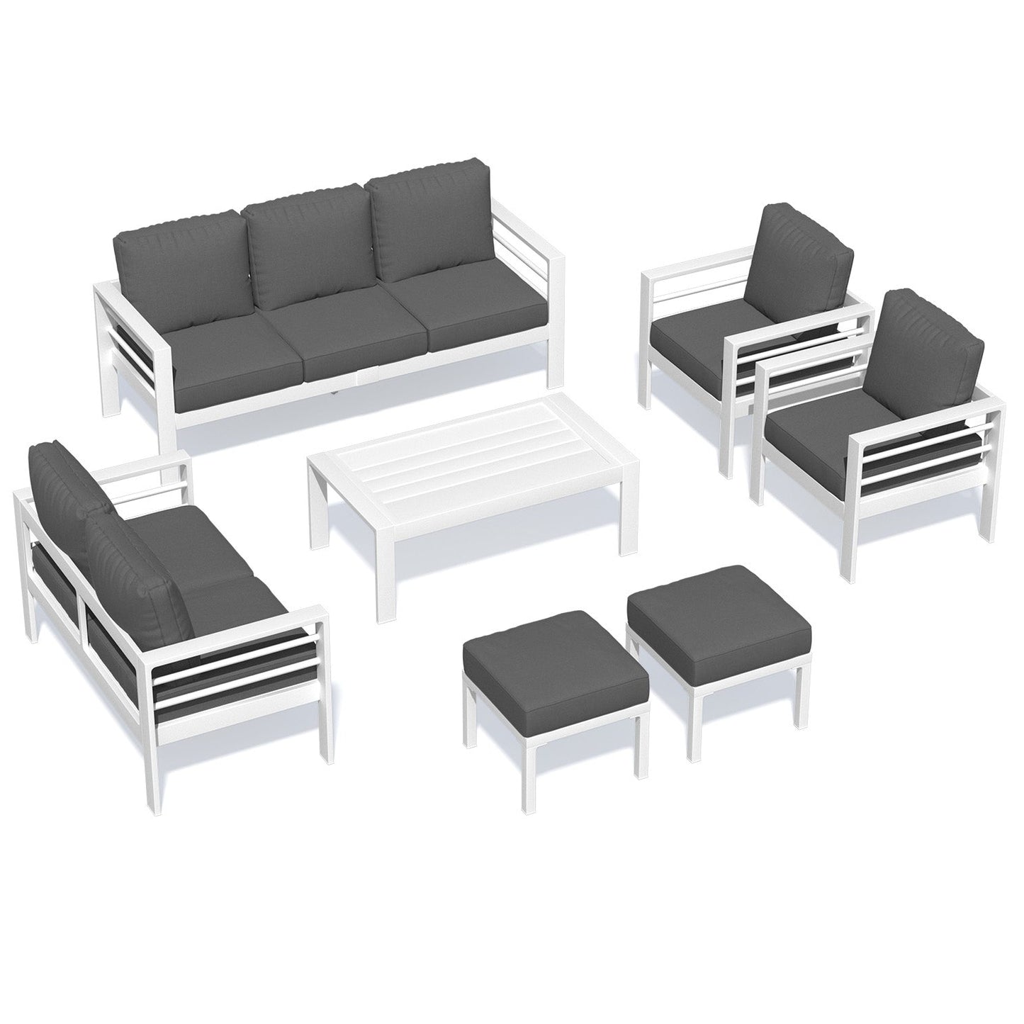 YODOLLA 7-Piece Aluminium Garden Furniture Set, 9 Seater Conversational Corner Sofa