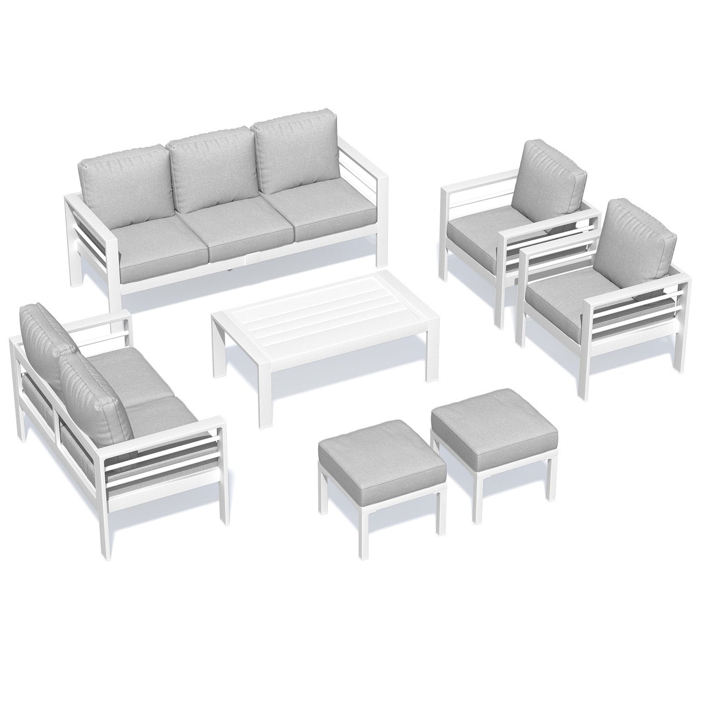 YODOLLA 7-Piece Aluminium Garden Furniture Set, 9 Seater Conversational Corner Sofa