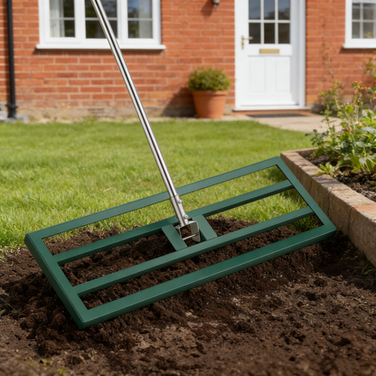 YODOLLA Lawn Leveling Rake 195 x 75×25cm Stainless Steel Lawn Leveller, Green