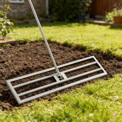 YODOLLA Lawn Leveling Rake 195 x 102×25cm Stainless Steel Lawn Leveller, Silver