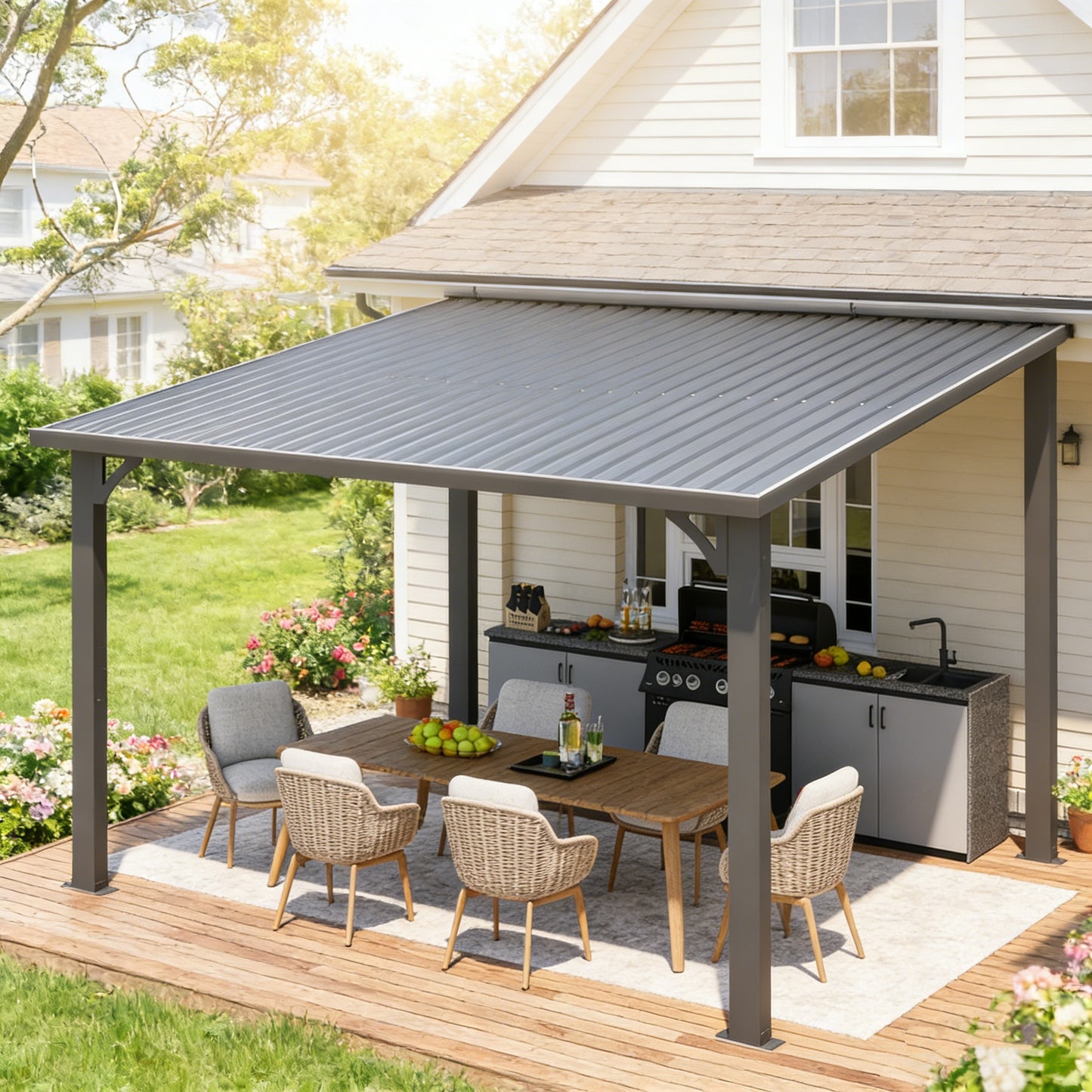 YODOLLA 3x3m Aluminium Lean-to Gazebo