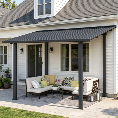 YODOLLA 2.4 x 3.6m Outdoor Hardtop Lean to Gazebo for Patio