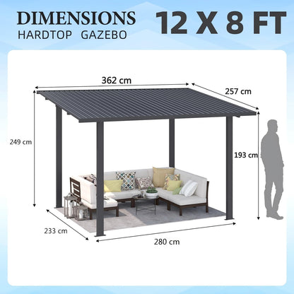 YODOLLA 2.4 x 3.6m Outdoor Hardtop Lean to Gazebo for Patio