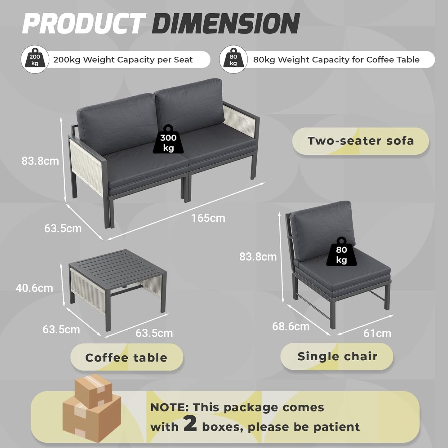 YODOLLA 4 Seater Outdoor Garden Furniture Set, Retractable Single Chair & Loveseat Patio Sofa