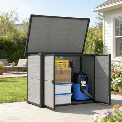 YODOLLA Garden Storage Box Shed Storage Cabinet with Lockable Openable Lid