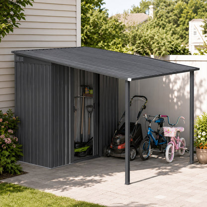 YODOLLA 8x9FT 2-in-1 Metal Lean-to Shed & Pergola Combo