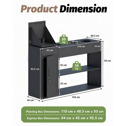 YODOLLA 3‑in‑1 Outdoor Parcel Drop Box with Raised Garden Bed & Storage Shelves