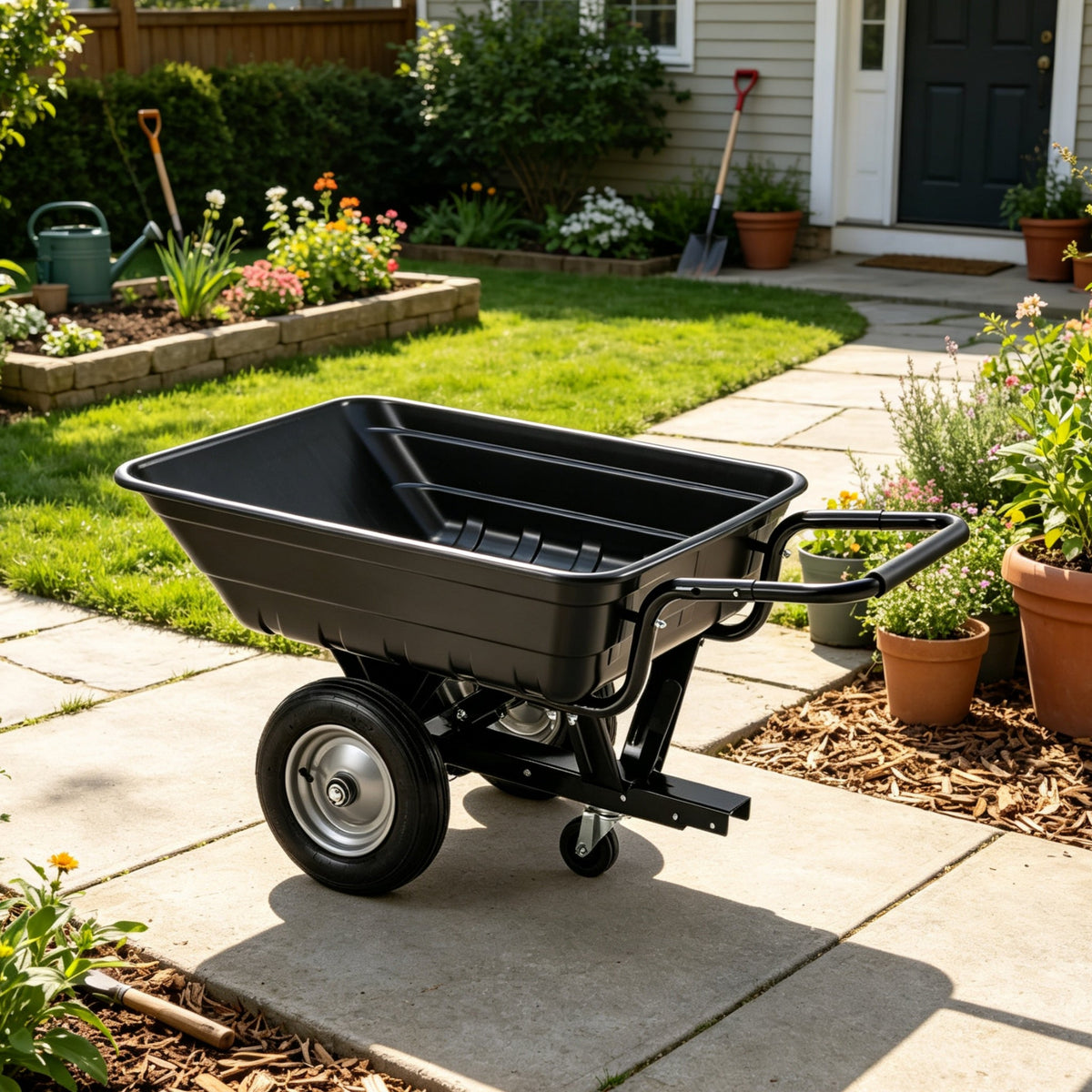 YODOLLA 2-in-1 Garden Trolley Cart, Wheelbarrow Cart 226kg Capacity