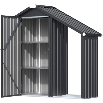 YODOLLA Outdoor Tall Garden Storage Box with Double Door, Grey