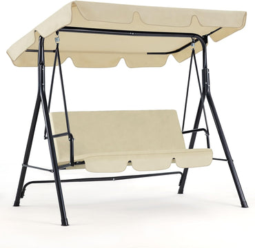 YODOLLA Garden Swing Chair, Outdoor 3-Seat Glider Porch Bench