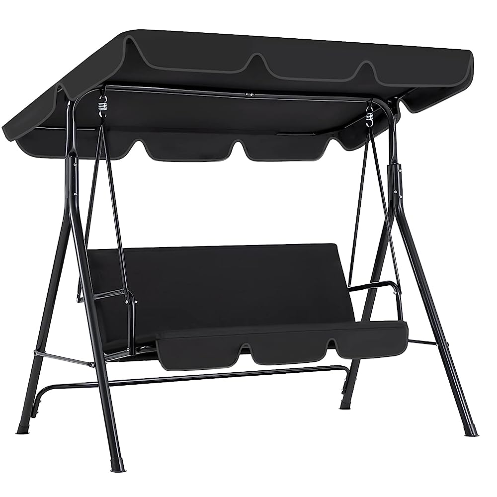 YODOLLA Garden Swing Chair, Outdoor 3-Seat Glider Porch Bench
