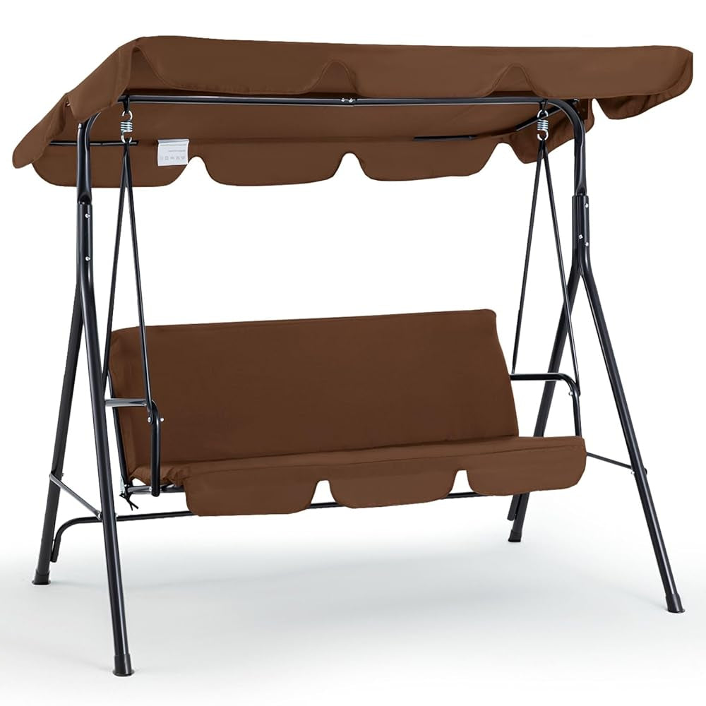 YODOLLA Garden Swing Chair, Outdoor 3-Seat Glider Porch Bench