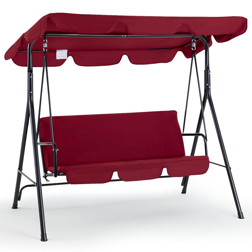 YODOLLA Garden Swing Chair, Outdoor 3-Seat Glider Porch Bench