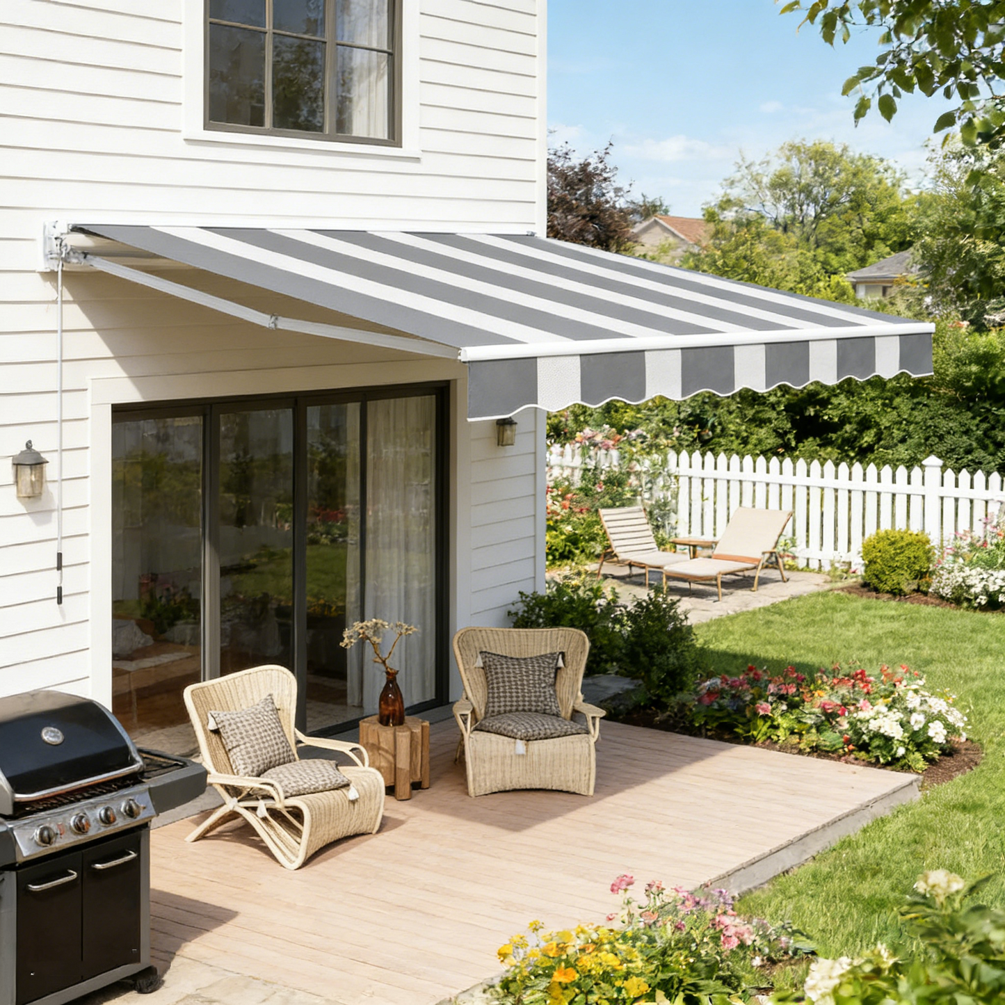 YODOLLA 2.5x2m Retractable Patio Awning Manual Crank Sun Shade Canopy