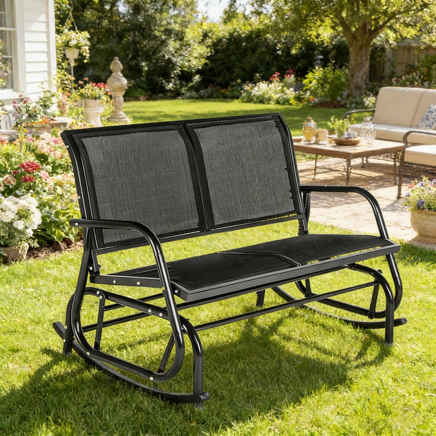YODOLLA Glider Bench 2 Seater Garden Rocking Chair