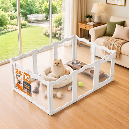 YODOLLA Acrylic Puppy Pen Indoor Dog Playpen 10 Panels 104 x 154 x 60cm