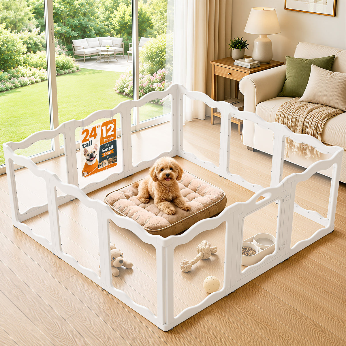 YODOLLA Acrylic Puppy Pen Indoor Dog Playpen 12 Panels 154 x 154 x 60cm