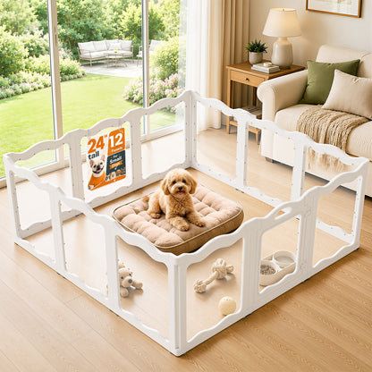 YODOLLA Acrylic Puppy Pen Indoor Dog Playpen 12 Panels 154 x 154 x 60cm
