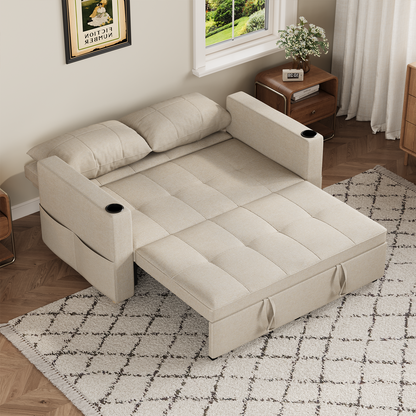 YODOLLA 2 Seater Sofa bed, 3-in-1 Convertible Sleeper Sofa 160cm, Beige