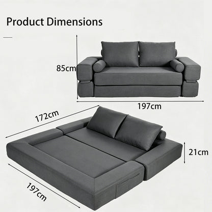 YODOLLA 2 Seater Boneless Sofa Bed, 197cm Folding Convertible Modular Sofa