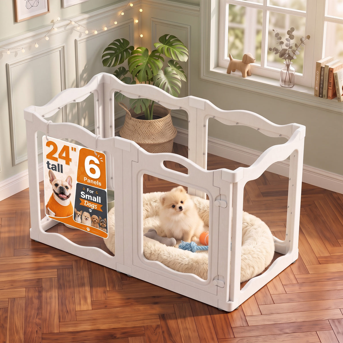 YODOLLA Acrylic Puppy Pen Indoor Dog Playpen 6 Panels 54 x 60 x104cm