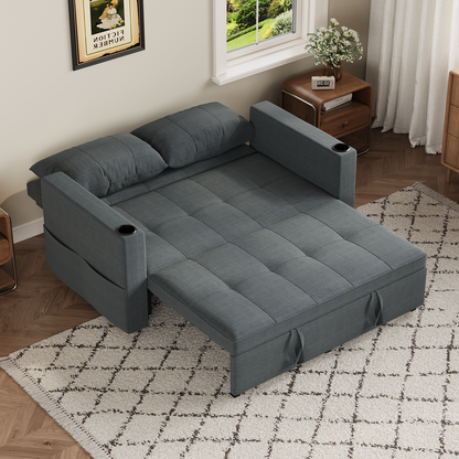 YODOLLA 2 Seater Sofa bed, 3-in-1 Convertible Sleeper Sofa 160cm, Dark Grey